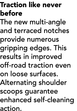 Traction like never before The new multi angle and terraced notches provide numerous gripping edges. This results in ...